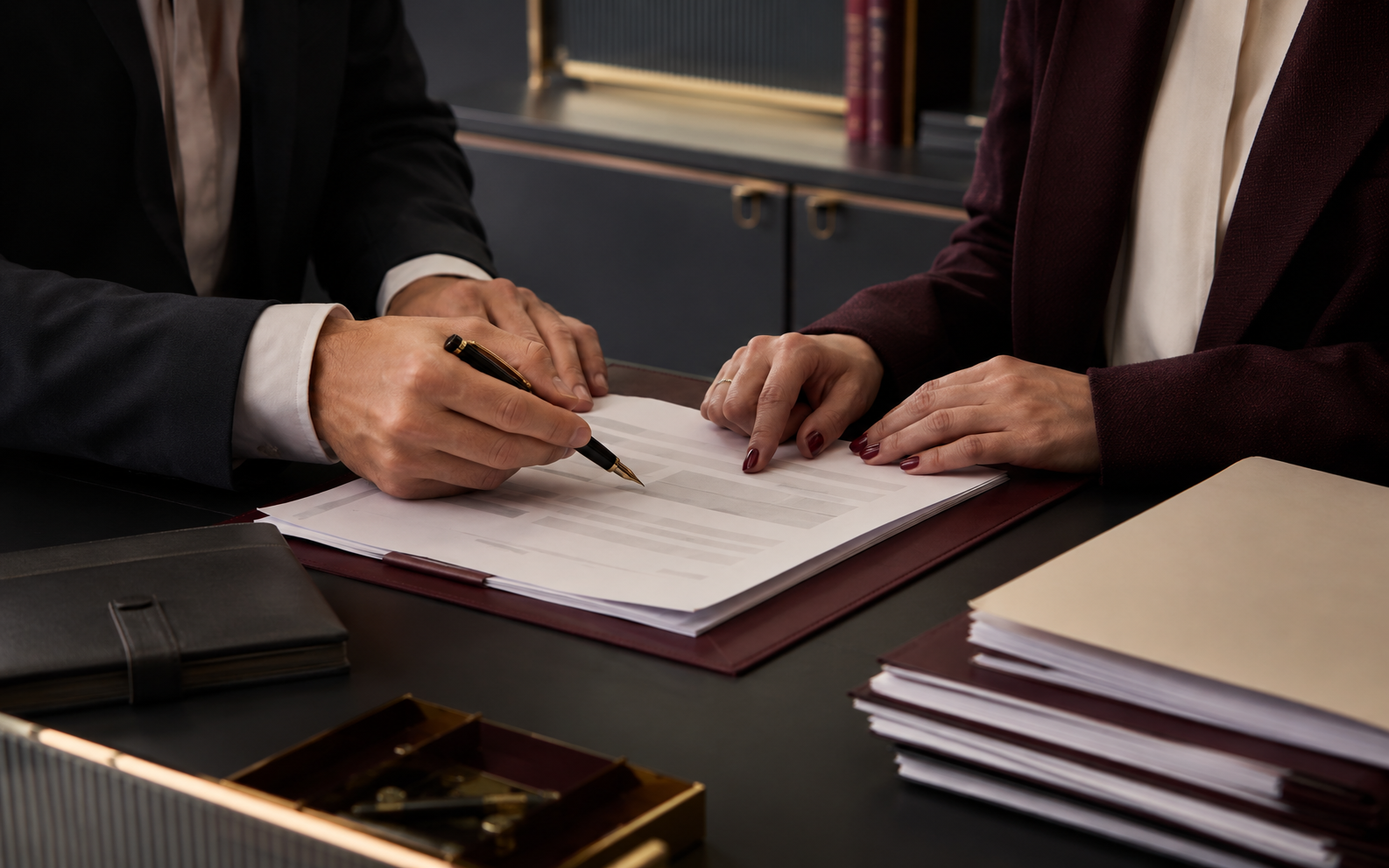 Professionnels examinant les clauses d’un contrat de travail
